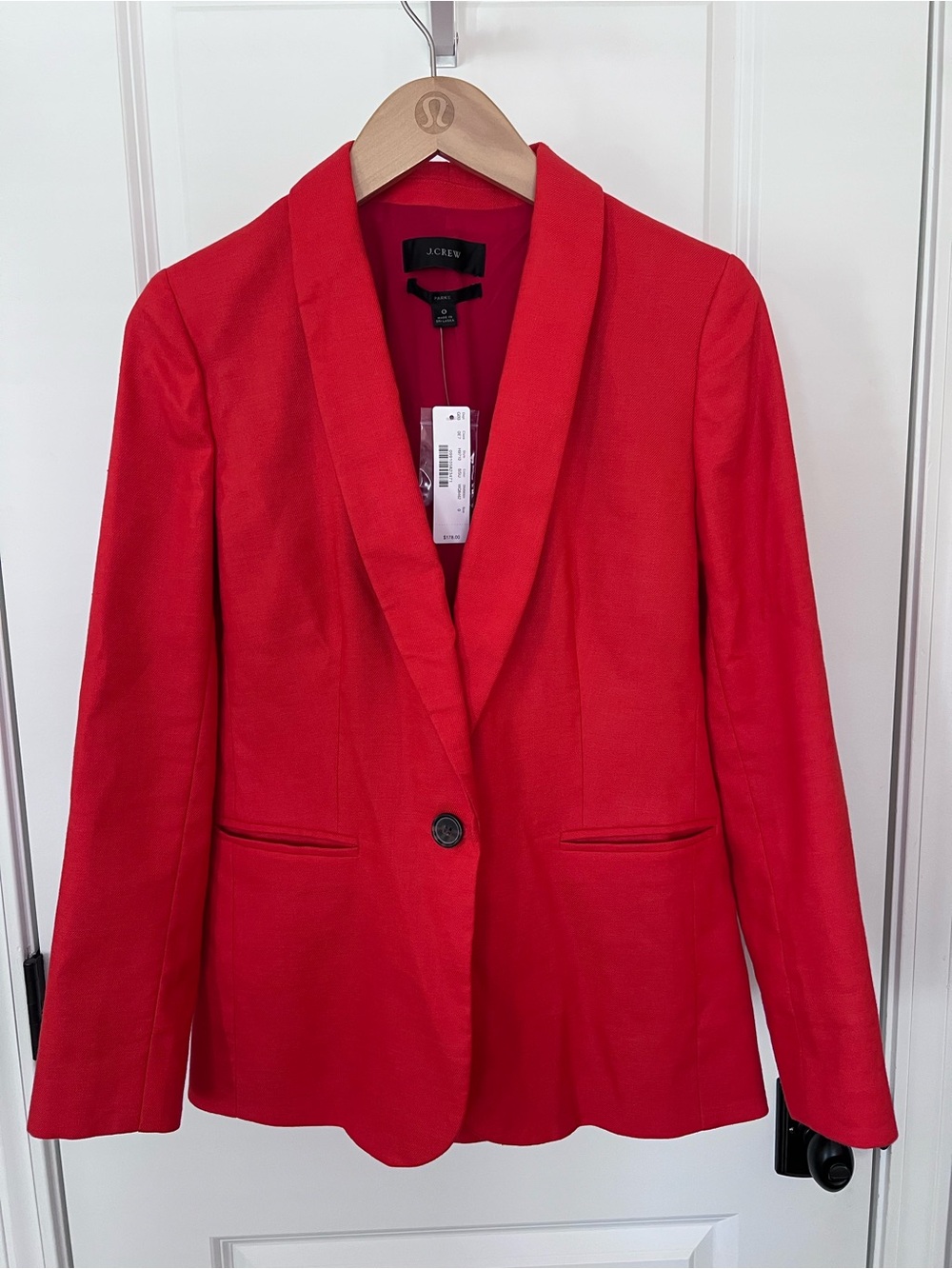 NWT J.Crew Parke Linen Blazer Tomato Red Size 0